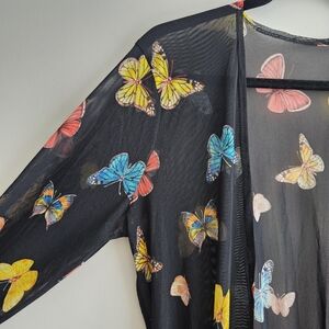 Fashion Nova Sheer Butterfly Black Duster Mesh Fairy Whimsigoth Whimsy Layer 1X